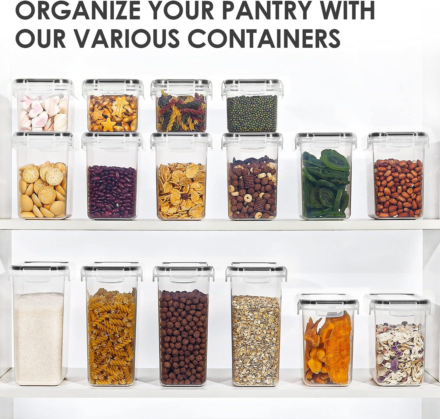 Vtopmart Vorratsdosen mit Deckel Luftdicht, Set mit 24 Vorratsbehälter, BPA-frei, Küchen Aufbewahrungsboxen für Mehl, Zucker, Körner, Mit Schreibstift und Etikett