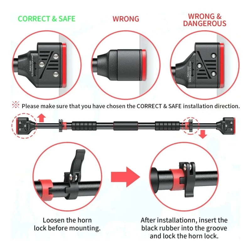 Horizontale Fitnessstange für zu Hause – Wandmontierte Klimmzugstange ohne Bohren, Einzelstange für das Heimtraining, Stretching- und Pull-up-Gerät