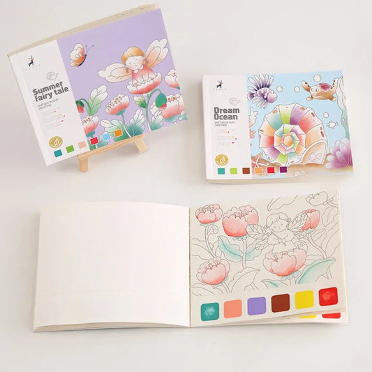 20 Blatt Kreatives Aquarell-Malbuch für Kinder – Märchen, Tiere, Blumen, Gouache, Graffiti, Zeichnungen, Kinder DIY Spielzeug