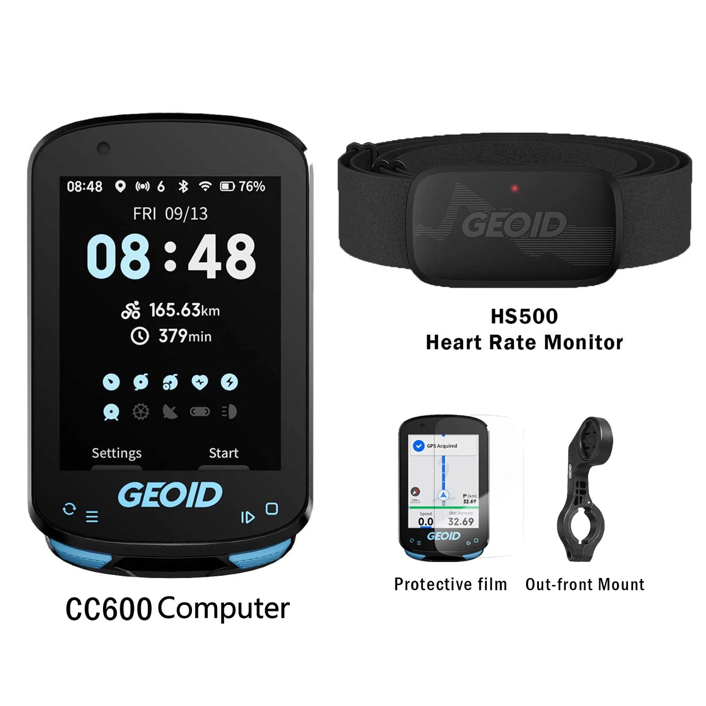 GEOID CC600 Fahrradcomputer Smart GPS Navigation Kabellos ANT+ WIFI Fahrrad-Tachometer IPX7 Wasserdicht Farb-Touchscreen Kilometerzähler