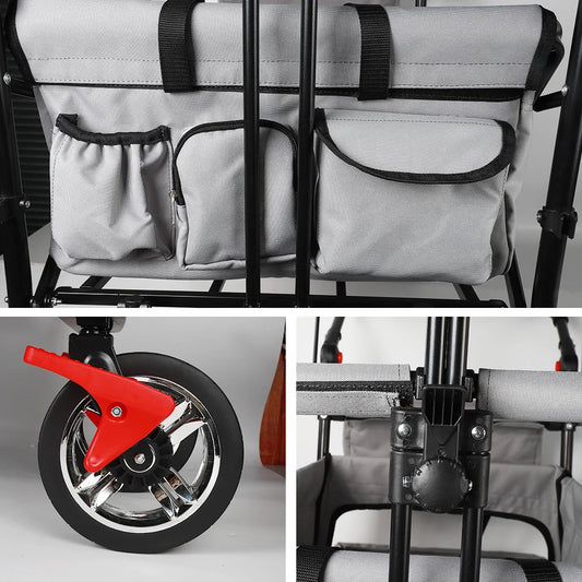 1 Stück faltbarer Gartenwagen mit Dachrädern, Brems-Transportwagen aus Stahlmetall für Garten, Camping und Sonnenschutz für Kinder
