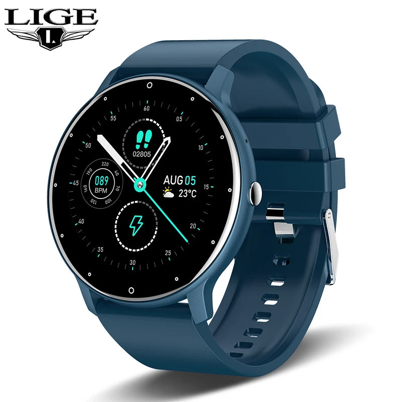 LIGE Smartwatch für Damen und Herren – Voller Touchscreen, Bluetooth 5.2, Anruffunktion, wasserdicht IP67, Sport- und Fitnesstracker, Modell ZL02 – Neu