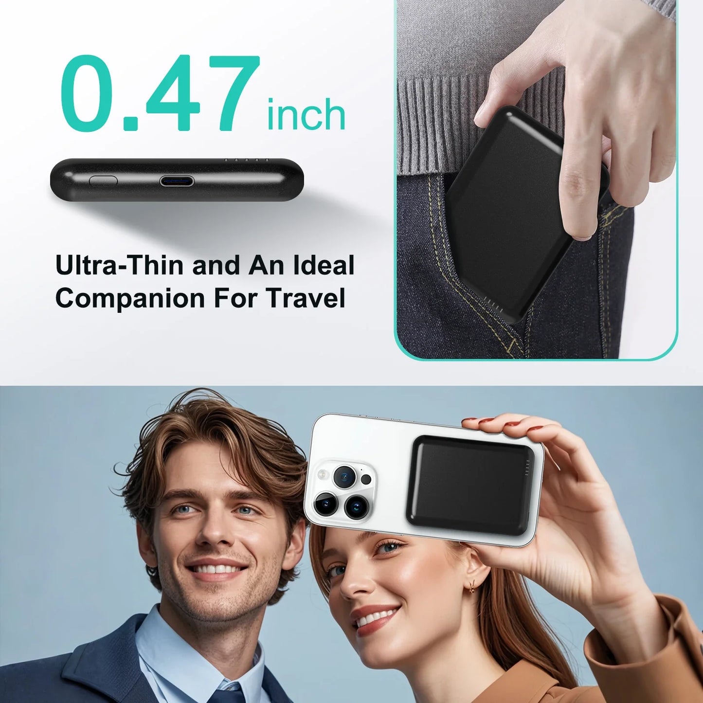 Magnetic Wireless Power Bank — 5000mAh MagSafe Compatible
