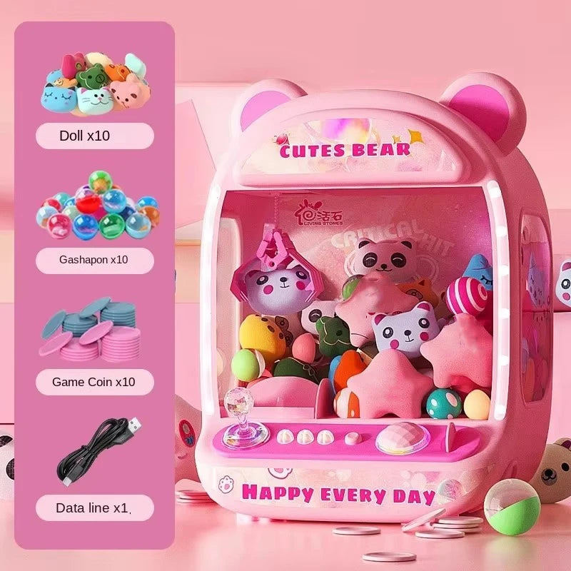 Großes DIY-Puppen-Spielgerät für Kinder, münzbetriebenes Spiel, Mini-Krankenfangspielzeug mit Kralle, Musikspielzeug, Puppen, Weihnachtsgeschenke für Kinder