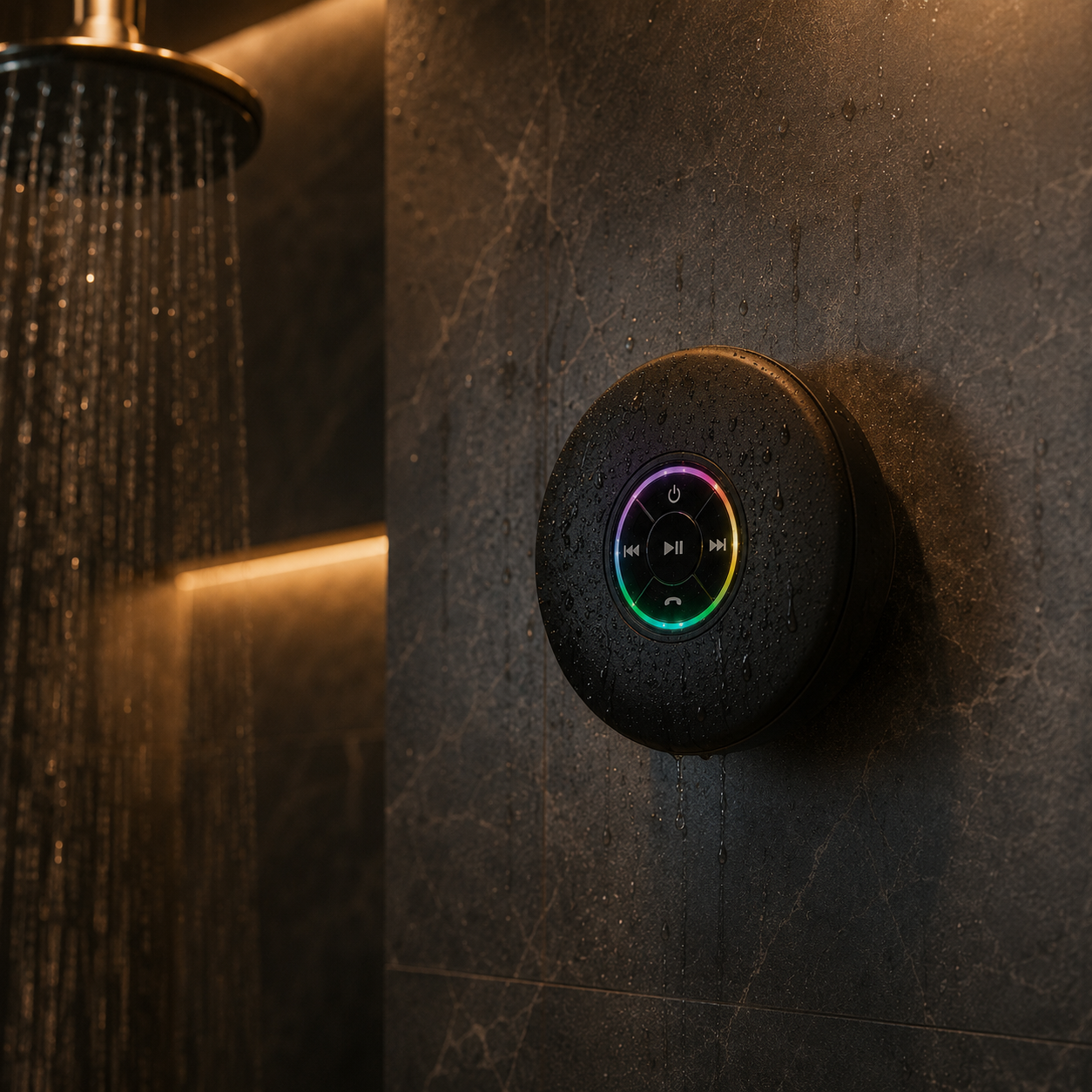 Waterproof Bluetooth Speaker — IPX4 Shower & Outdoor, Suction Mount