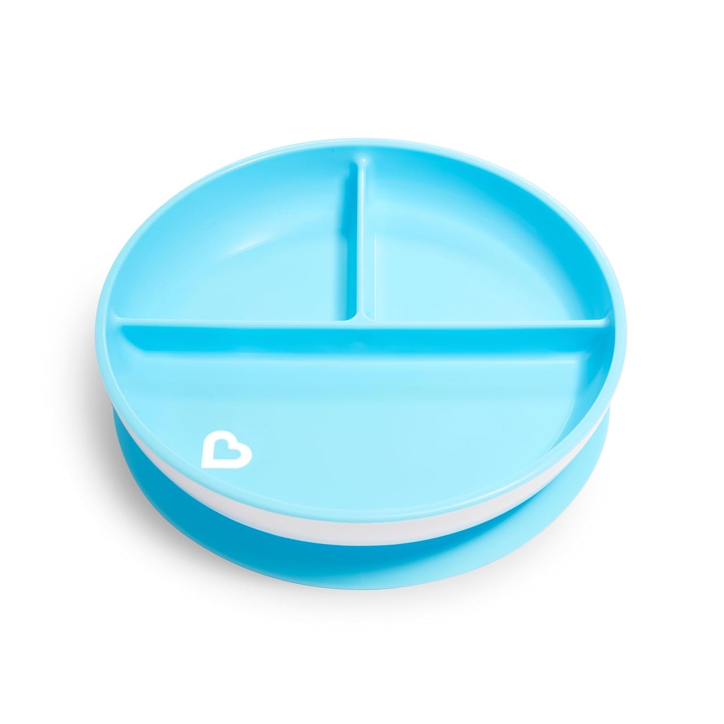 Munchkin Stay Put Baby Geteiltes Teller Set | Baby & Kleinkind Teller mit Fächern für Beikosteinführung | Saugnapfteller für Kinder ab 6 Monaten | BPA-frei | 2er Pack | Blau/Grün