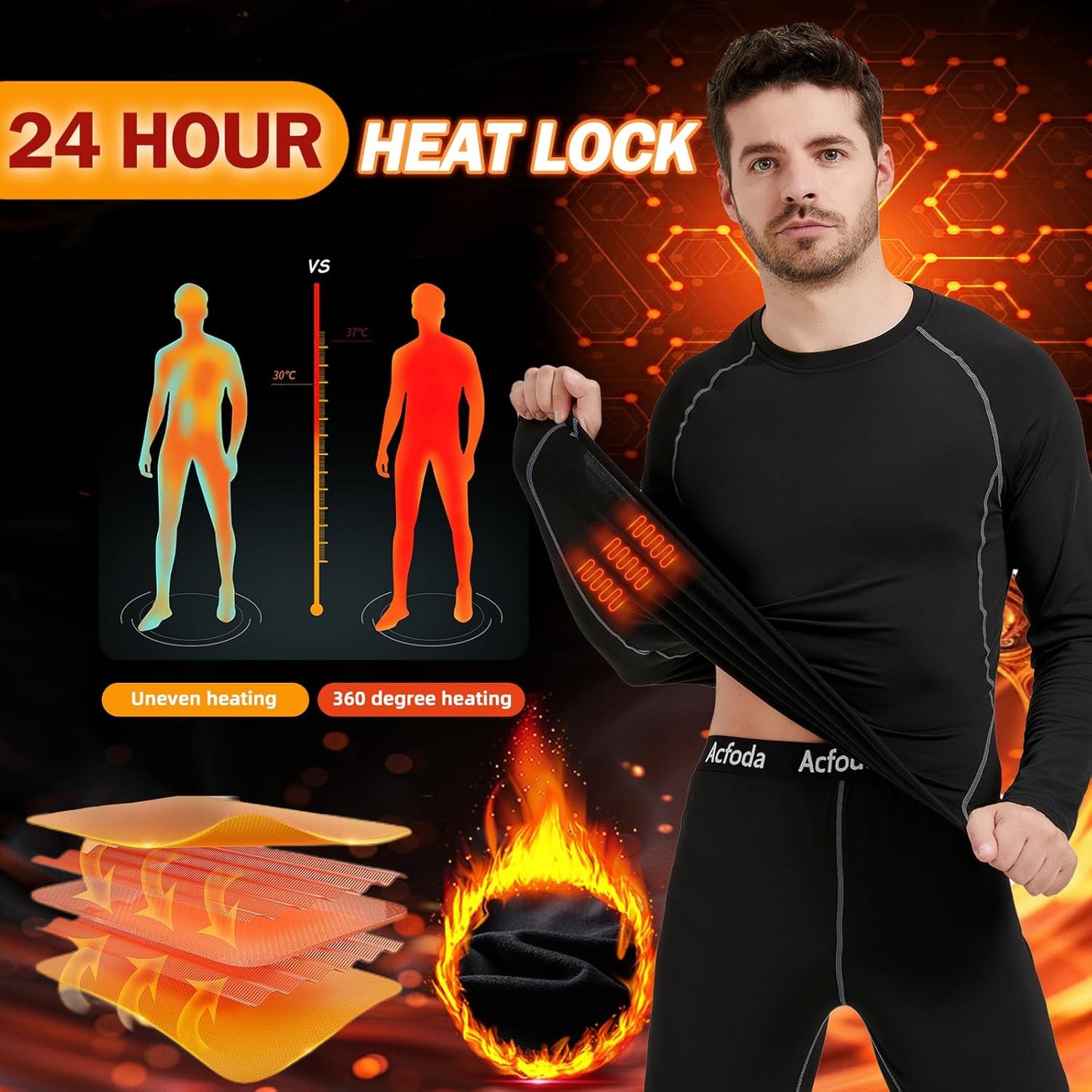 Ropa Interior Térmica Hombre Invierno Conjuntos Térmicos Esquí Funcional Interior Ropa S-2XL