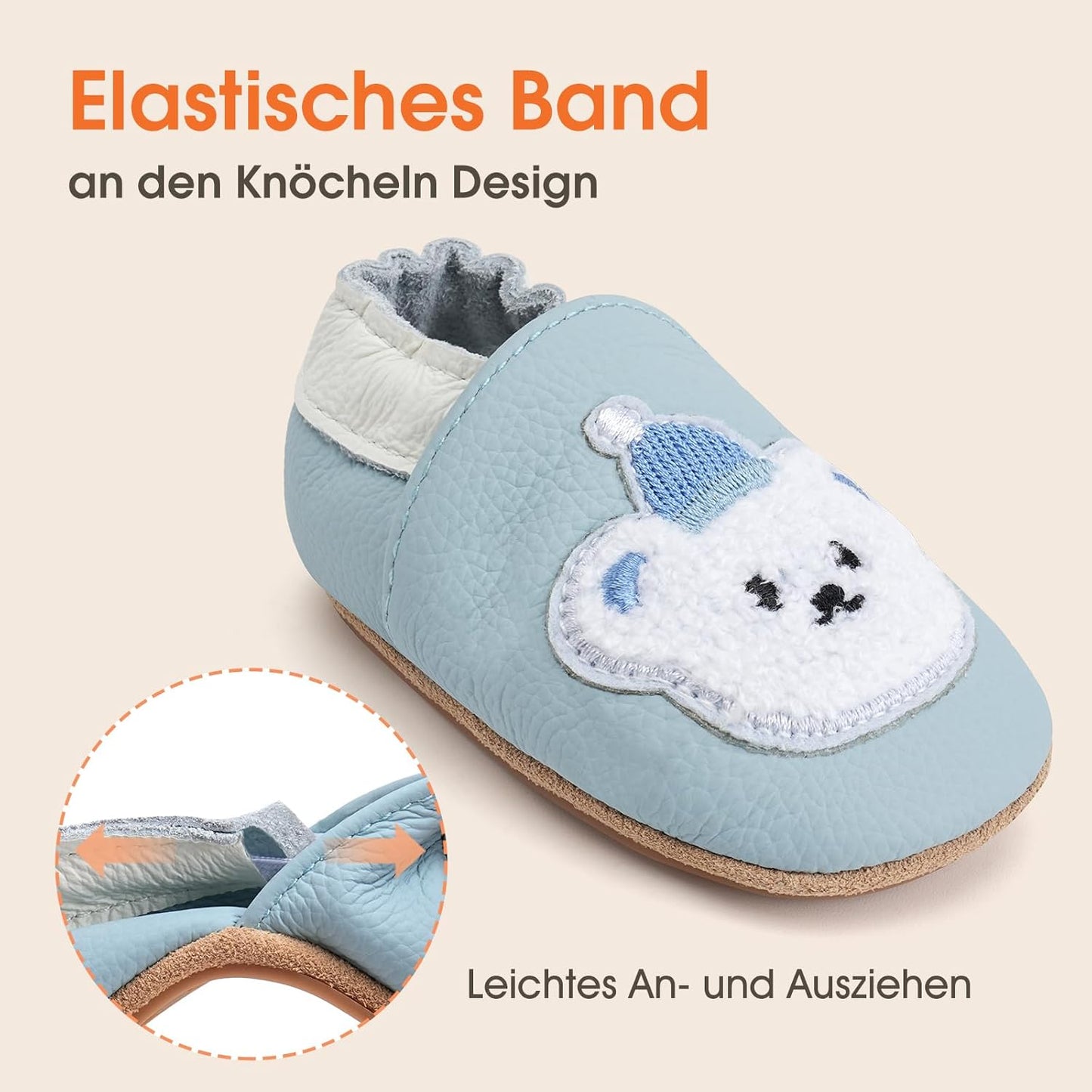IceUnicorn Krabbelschuhe Baby Lauflernschuhe Weicher Leder Jungen Mädchen Lederschuhe Babys Rutschfeste Krabbelschuhe mit Gummisohle Babyschuhe