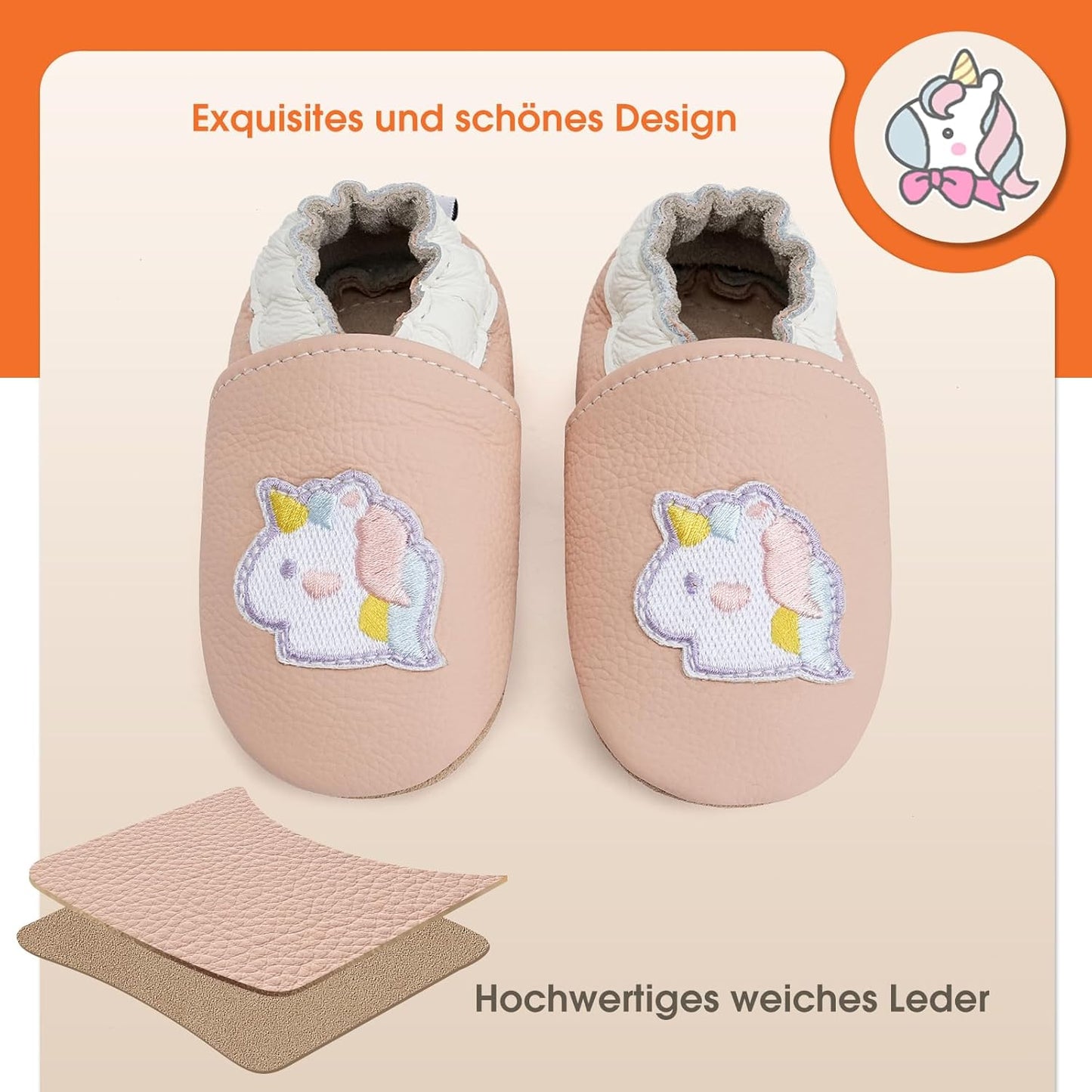 IceUnicorn Krabbelschuhe Baby Lauflernschuhe Weicher Leder Jungen Mädchen Lederschuhe Babys Rutschfeste Krabbelschuhe mit Gummisohle Babyschuhe