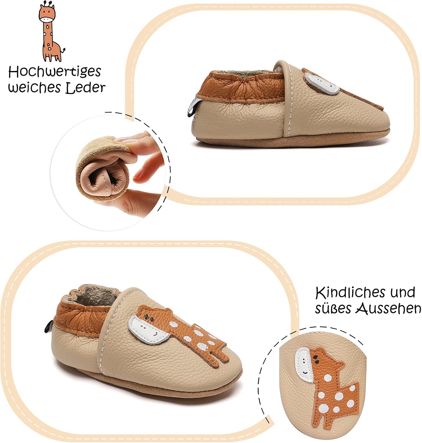 IceUnicorn Krabbelschuhe Baby Lauflernschuhe Jungen Mädchen Weicher Leder Babyhausschuhe Kleinkind Rutschfeste Lederschuhe Baby