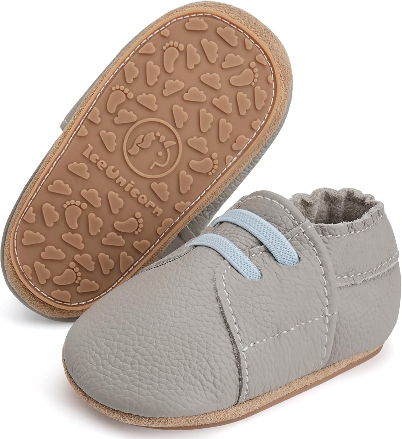 IceUnicorn Krabbelschuhe Baby Lauflernschuhe Weicher Leder Jungen Mädchen Lederschuhe Babys Rutschfeste Krabbelschuhe mit Gummisohle Babyschuhe