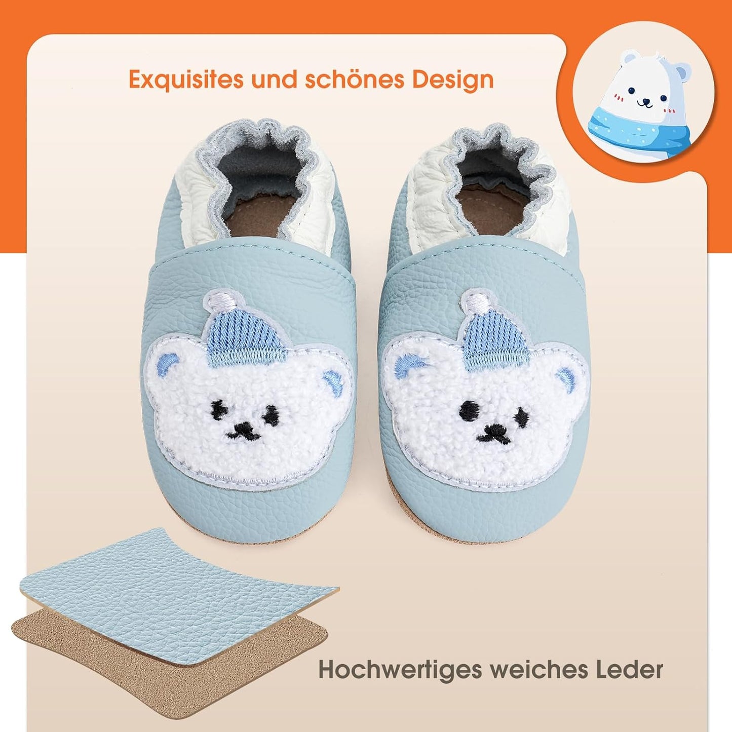 IceUnicorn Krabbelschuhe Baby Lauflernschuhe Weicher Leder Jungen Mädchen Lederschuhe Babys Rutschfeste Krabbelschuhe mit Gummisohle Babyschuhe