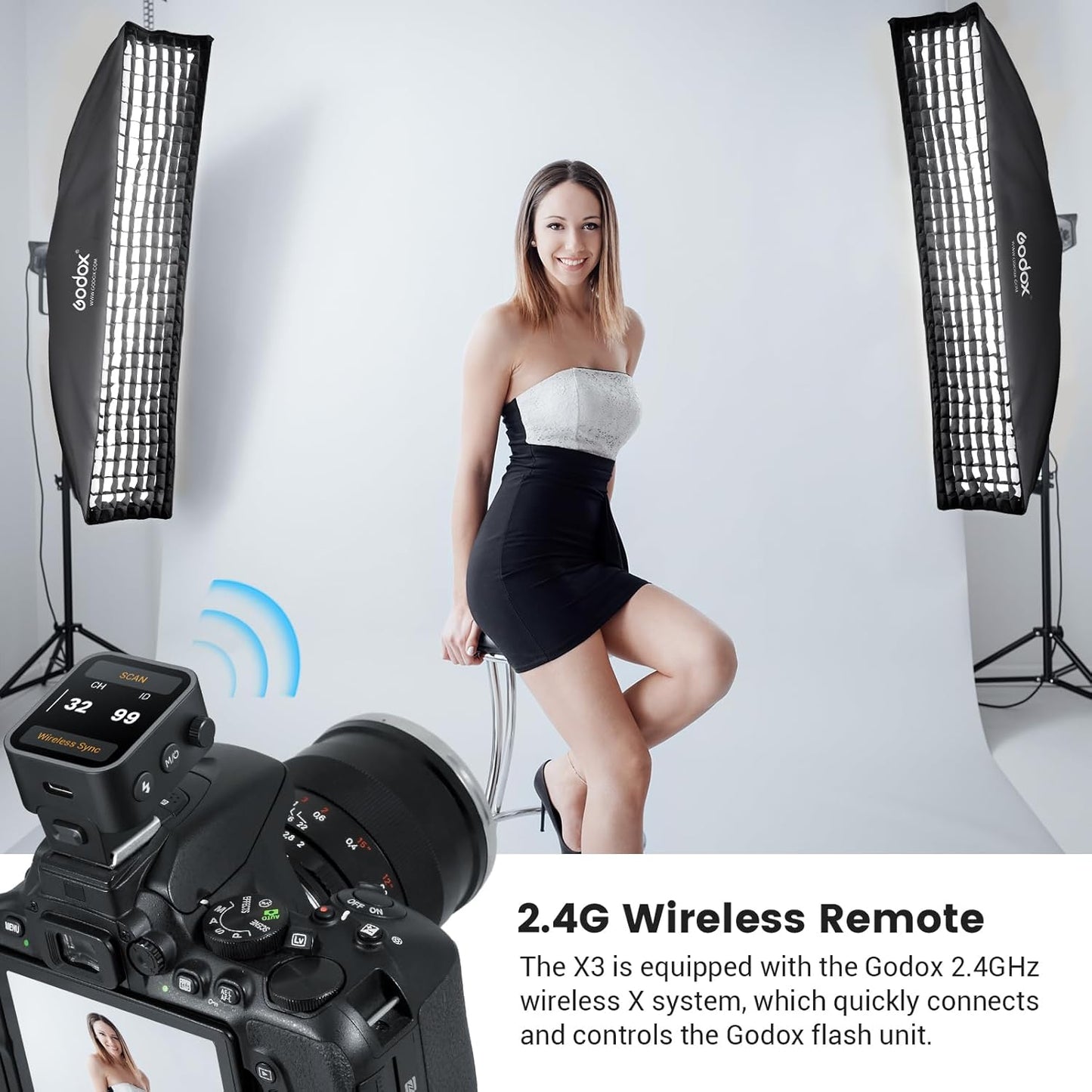 Godox X3-C TTL Wireless Flash Trigger for Canon Camera, 1/8000s HSS TTL TCM Function Built-in Battery Touch Screen Flash Transmitter Compatible with Canon R5 R6 R7 5D 6D