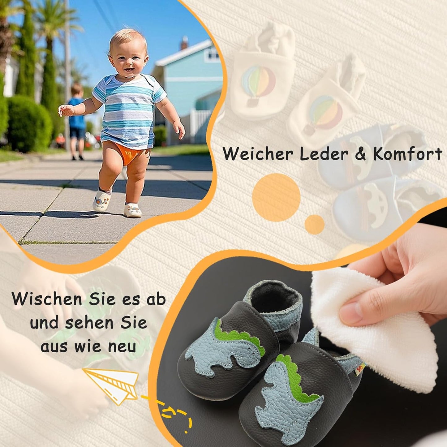 Yalion Baby Junge Mädchen Weicher Leder Lauflernschuhe Krabbelschuhe Babyhausschuhe mit Wildledersohlen Multi-Stil