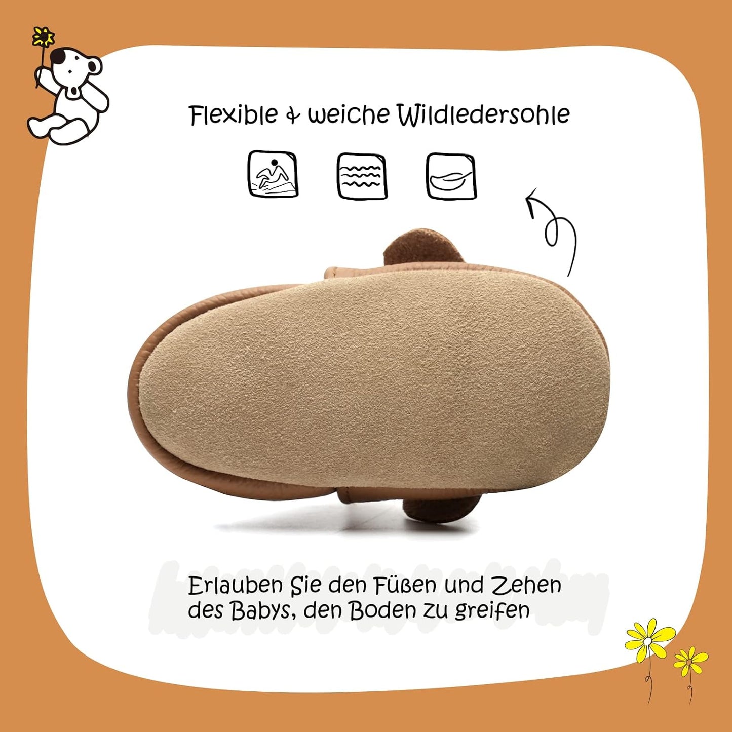 IceUnicorn Krabbelschuhe Baby Lauflernschuhe Jungen Mädchen Weicher Leder Babyhausschuhe Kleinkind Rutschfeste Lederschuhe Baby
