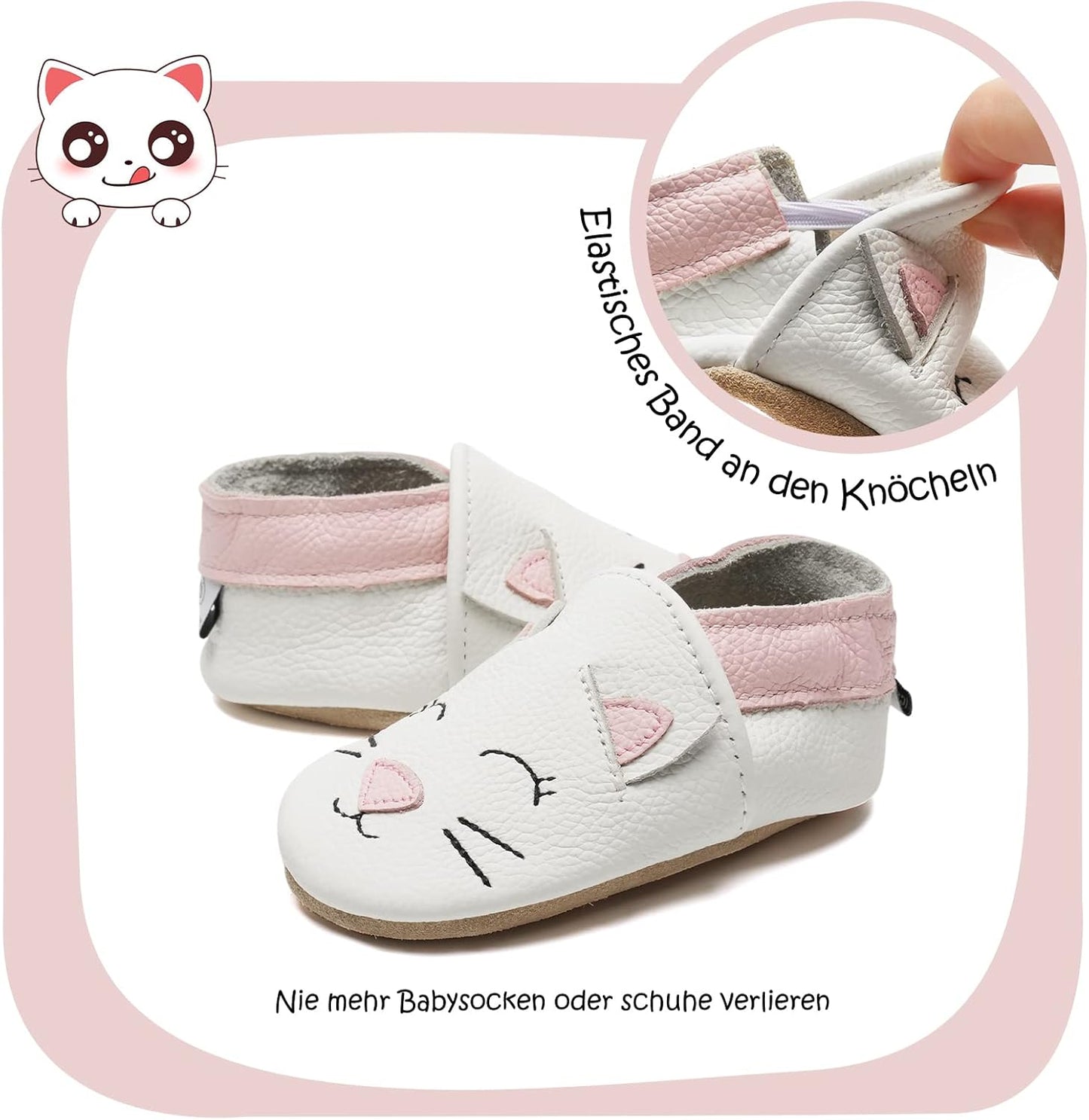 IceUnicorn Krabbelschuhe Baby Lauflernschuhe Jungen Mädchen Weicher Leder Babyhausschuhe Kleinkind Rutschfeste Lederschuhe Baby