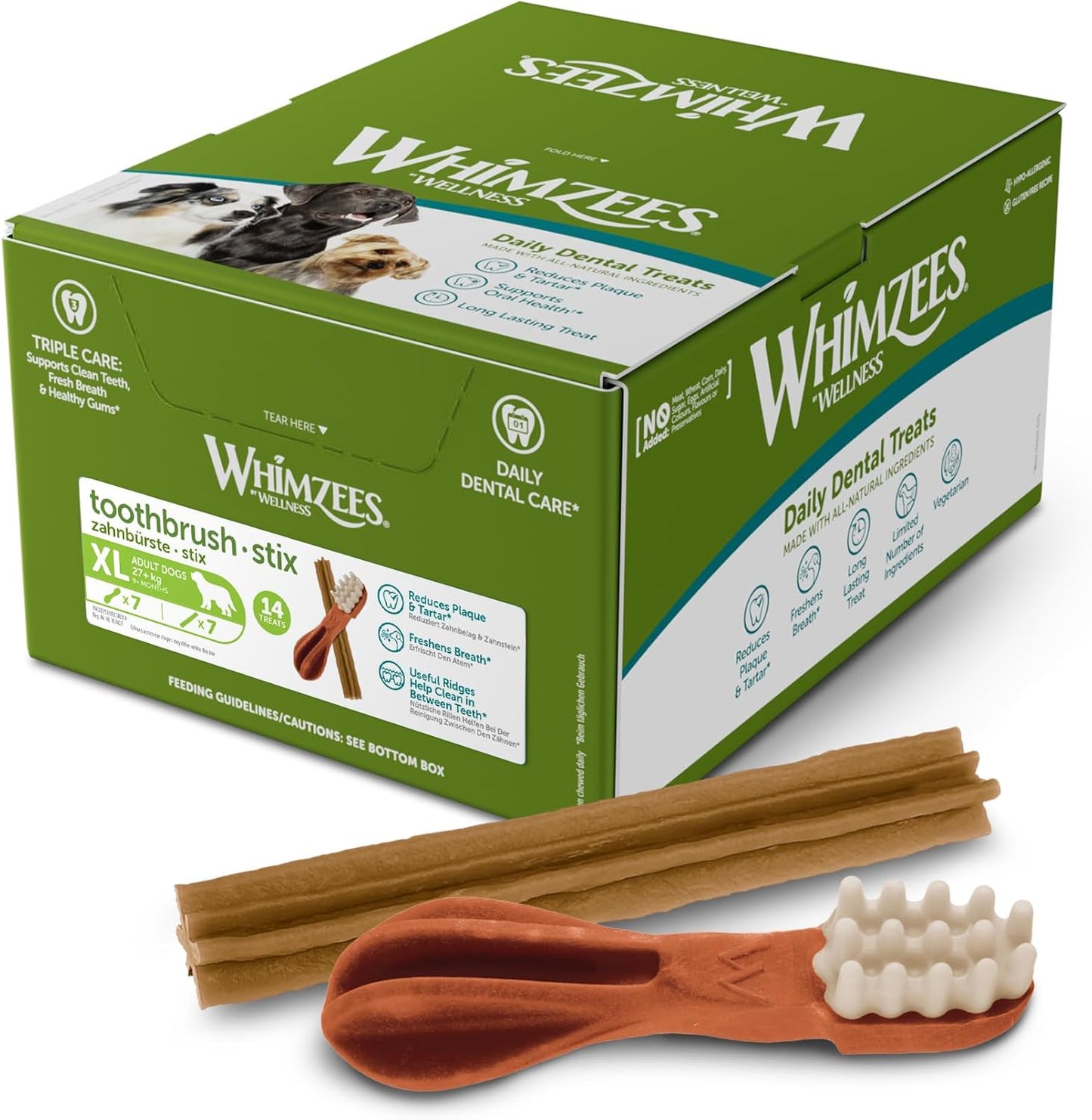 WHIMZEES By Wellness Gemischte Vielfaltsbox, Kaustangen für kleine Hunde zur Zahnpflege, Größe S, 56 Stück, ohne Zuckerzusatz, getreidefrei, natürlich, fettarm