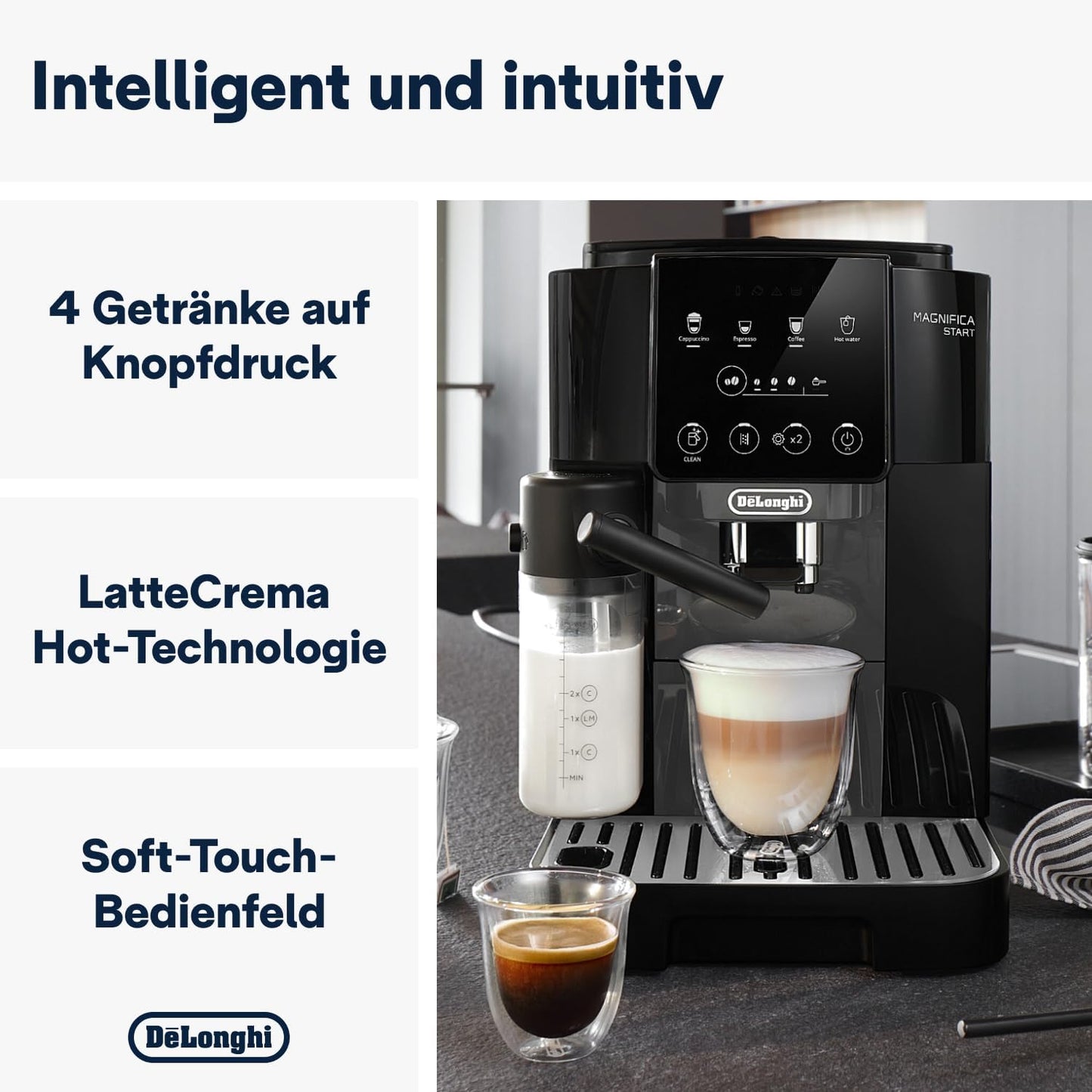 De'Longhi Magnifica S ECAM11.112.B, Kaffeevollautomat mit Milchaufschäumdüse für Cappuccino, mit Espresso Direktwahltasten und Drehregler, 2-Tassen-Funktion, Schwarz