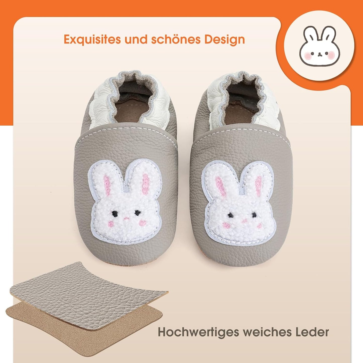 IceUnicorn Krabbelschuhe Baby Lauflernschuhe Weicher Leder Jungen Mädchen Lederschuhe Babys Rutschfeste Krabbelschuhe mit Gummisohle Babyschuhe
