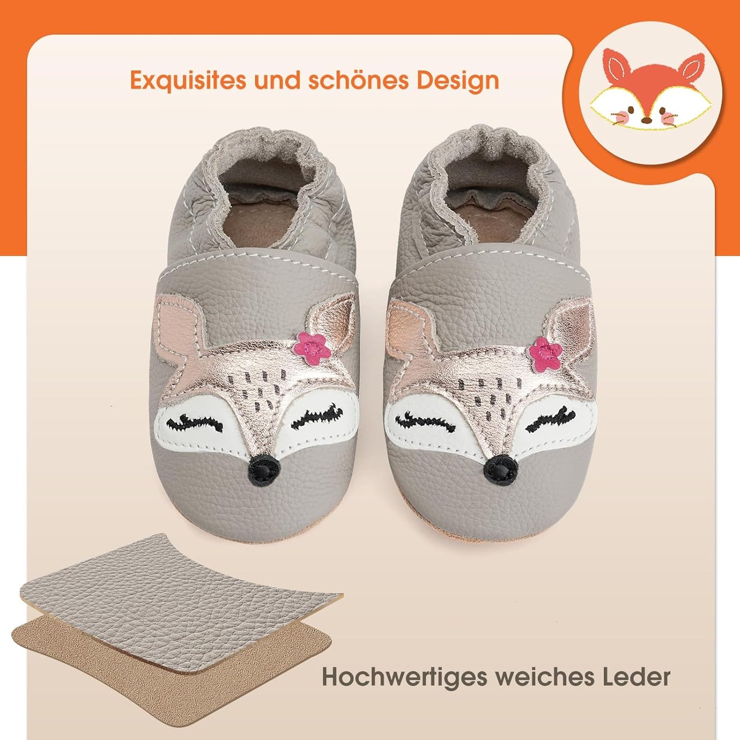 IceUnicorn Krabbelschuhe Baby Lauflernschuhe Weicher Leder Jungen Mädchen Lederschuhe Babys Rutschfeste Krabbelschuhe mit Gummisohle Babyschuhe