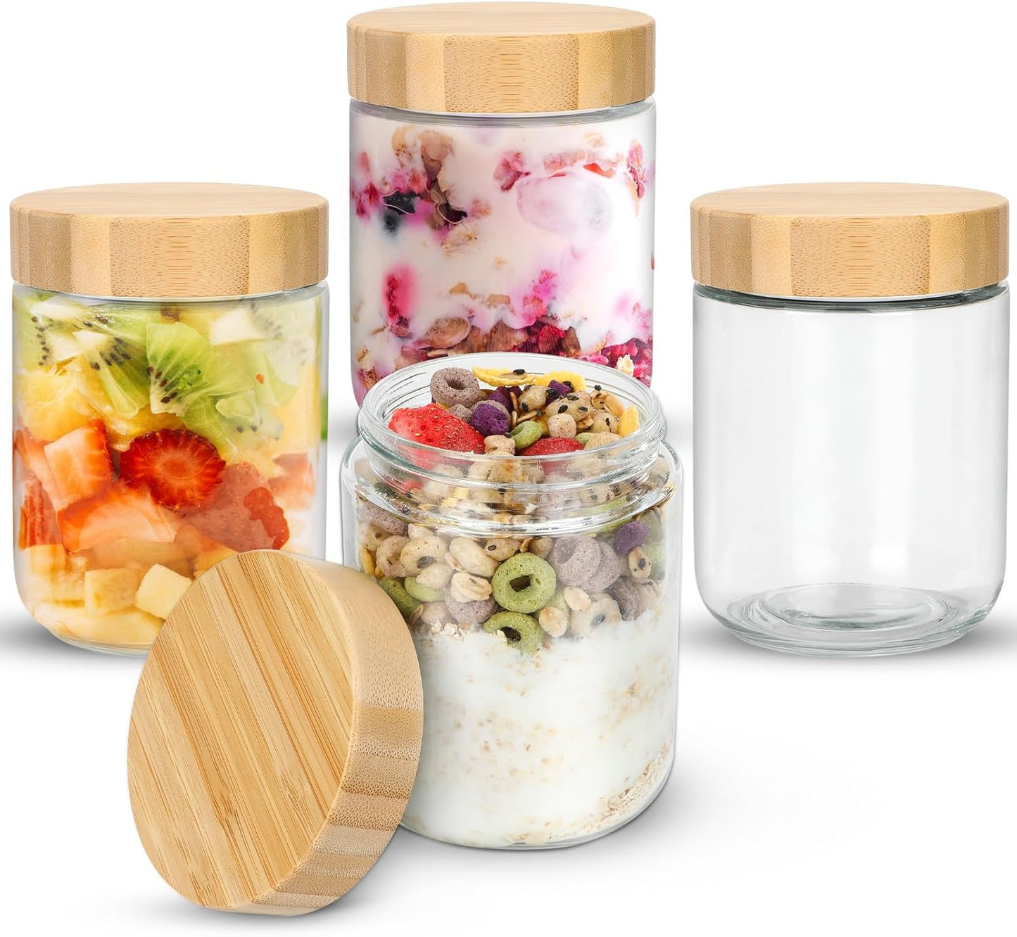 6 Meal Prep Gläser - 500ml Overnight Oats Gläser mit Deckel, Einmachgläser mit Schraubdeckel, Multifunktional Meal Prep Glas Pudding Gläser für Marmelade,Salat,Milchshake,Mahlzeitenzubereitung