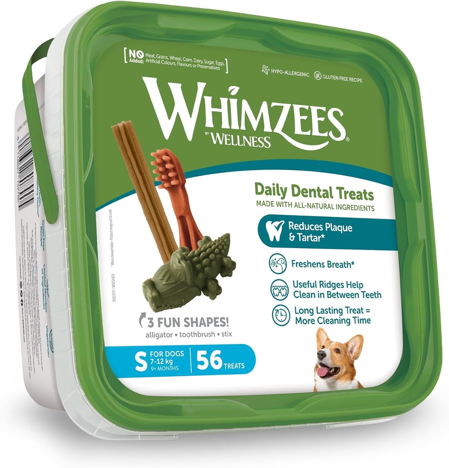 WHIMZEES By Wellness Gemischte Vielfaltsbox, Kaustangen für kleine Hunde zur Zahnpflege, Größe S, 56 Stück, ohne Zuckerzusatz, getreidefrei, natürlich, fettarm