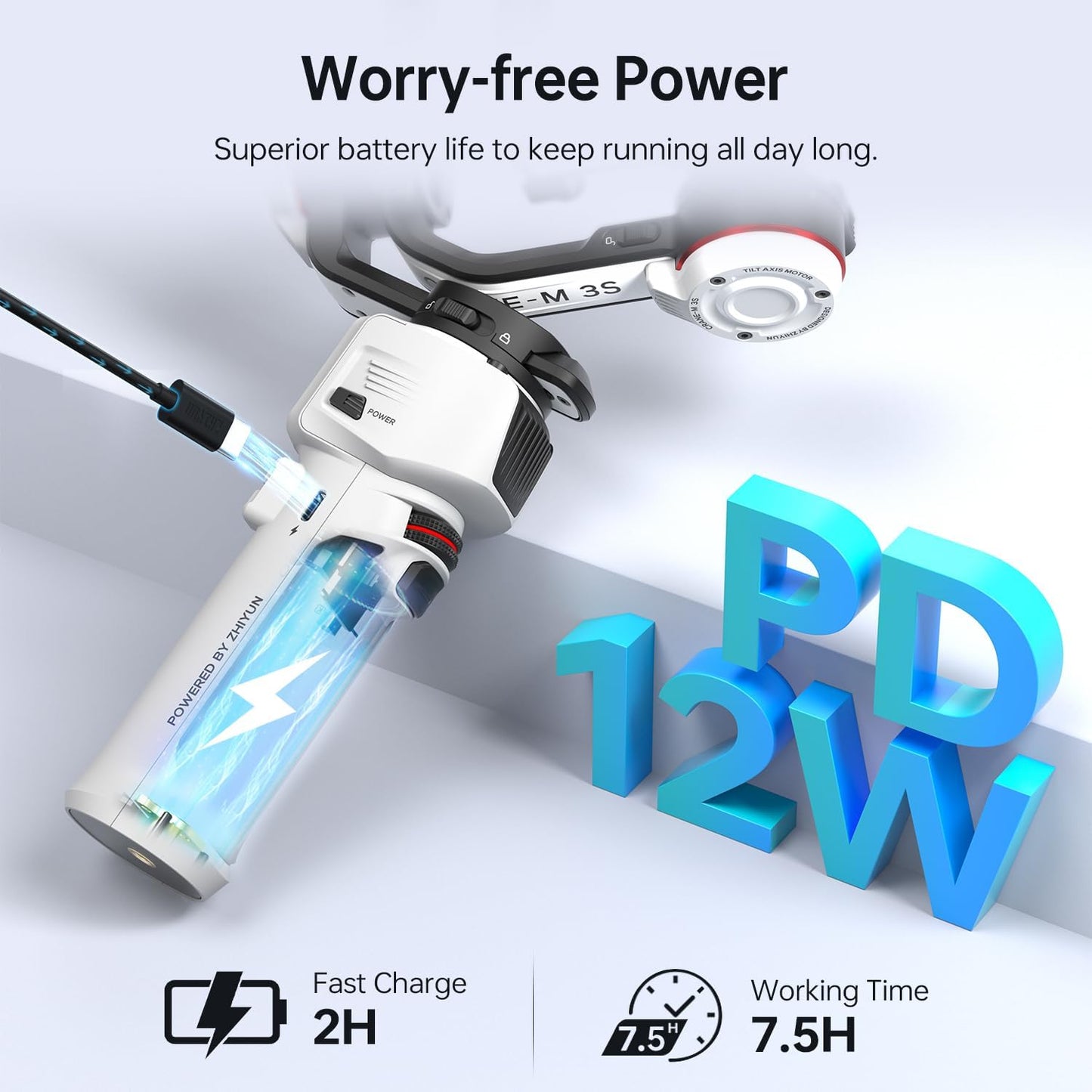 ZHIYUN Crane M3S [Official] Gimbal Stabiliser for Camera, 1000Lux Video Light/Bluetooth/1.22 Inch Screen, Lightweight 3-Axis Stabiliser for DSLR and Mirrorless Smartphone/Action Cam, 705 g