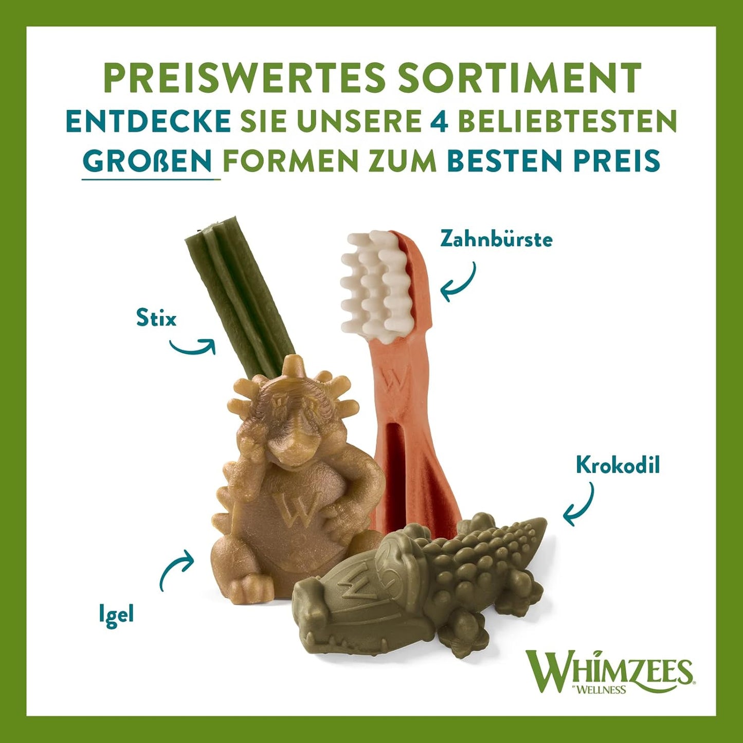WHIMZEES By Wellness Gemischte Vielfaltsbox, Kaustangen für kleine Hunde zur Zahnpflege, Größe S, 56 Stück, ohne Zuckerzusatz, getreidefrei, natürlich, fettarm