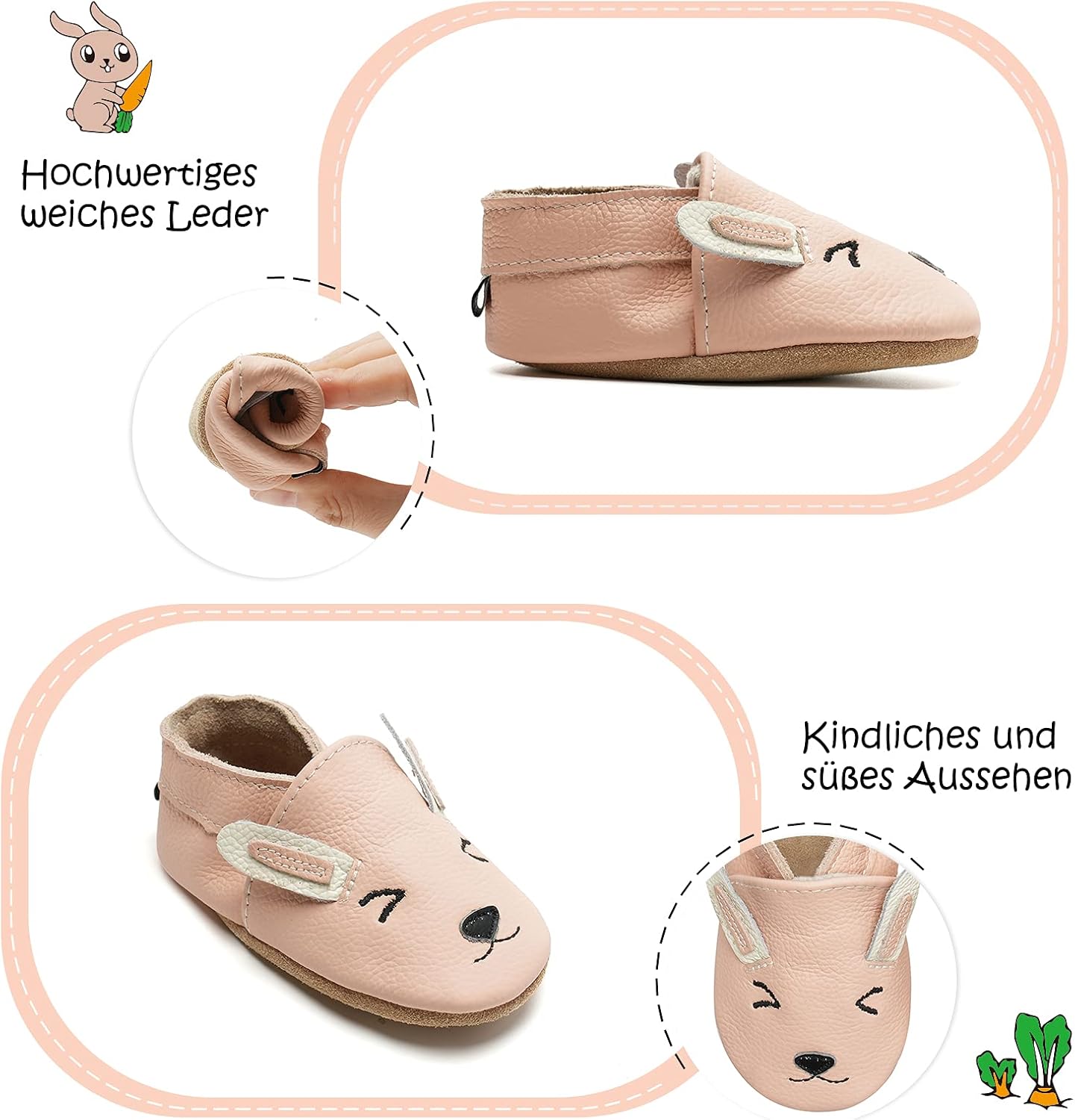 IceUnicorn Krabbelschuhe Baby Lauflernschuhe Jungen Mädchen Weicher Leder Babyhausschuhe Kleinkind Rutschfeste Lederschuhe Baby