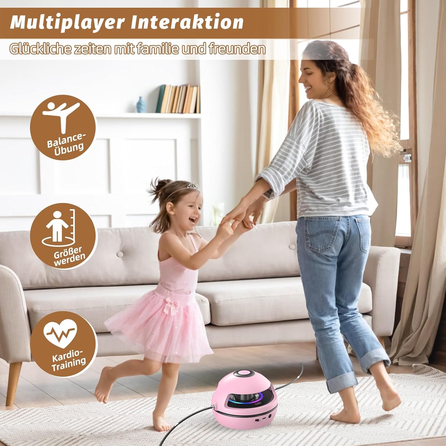 YOOHBERRYS Elektronische Springseil, Bluetooth Smart Jump Rope Machine, Intelligente Automatische Springseilmaschine mit LED-Anzeigezähler, Elektrische Rotierende Workout Skipping Rope