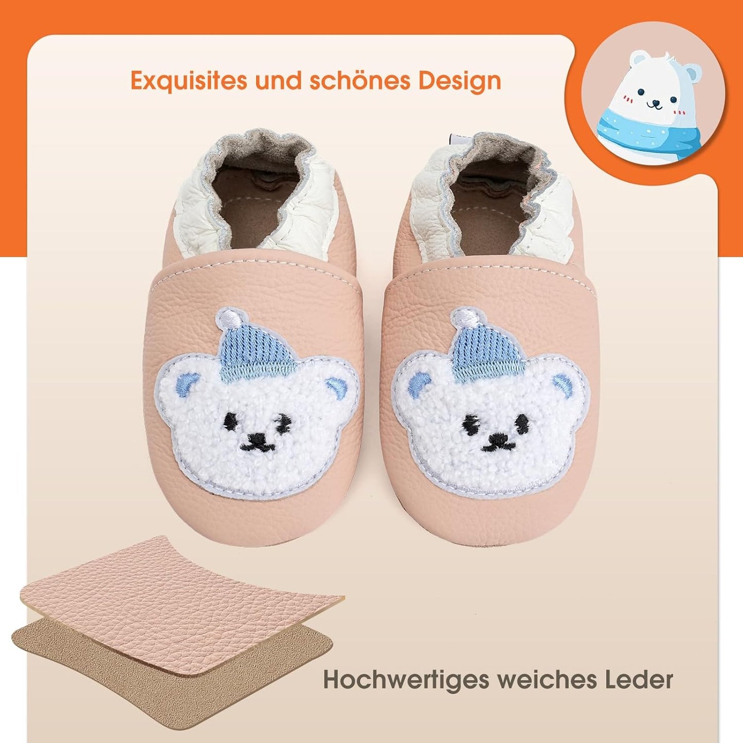 IceUnicorn Krabbelschuhe Baby Lauflernschuhe Weicher Leder Jungen Mädchen Lederschuhe Babys Rutschfeste Krabbelschuhe mit Gummisohle Babyschuhe