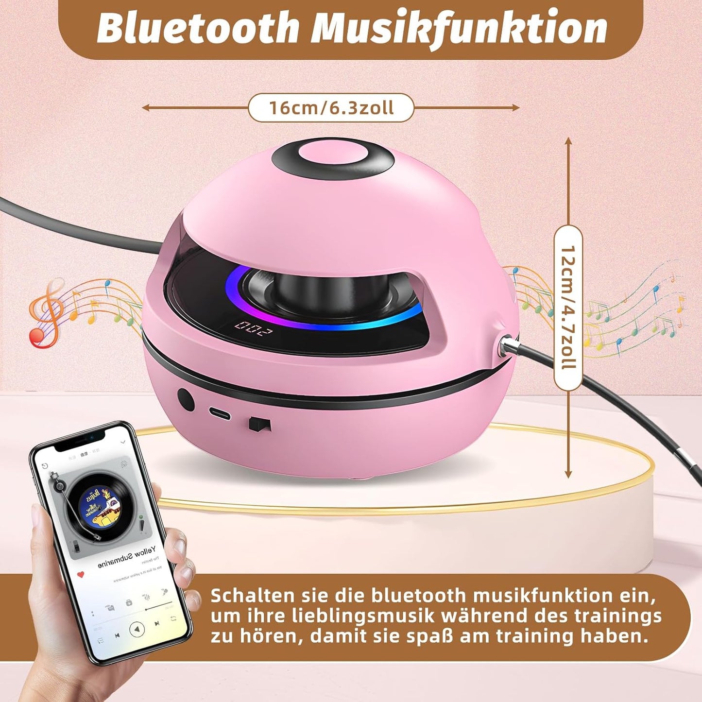 YOOHBERRYS Elektronische Springseil, Bluetooth Smart Jump Rope Machine, Intelligente Automatische Springseilmaschine mit LED-Anzeigezähler, Elektrische Rotierende Workout Skipping Rope