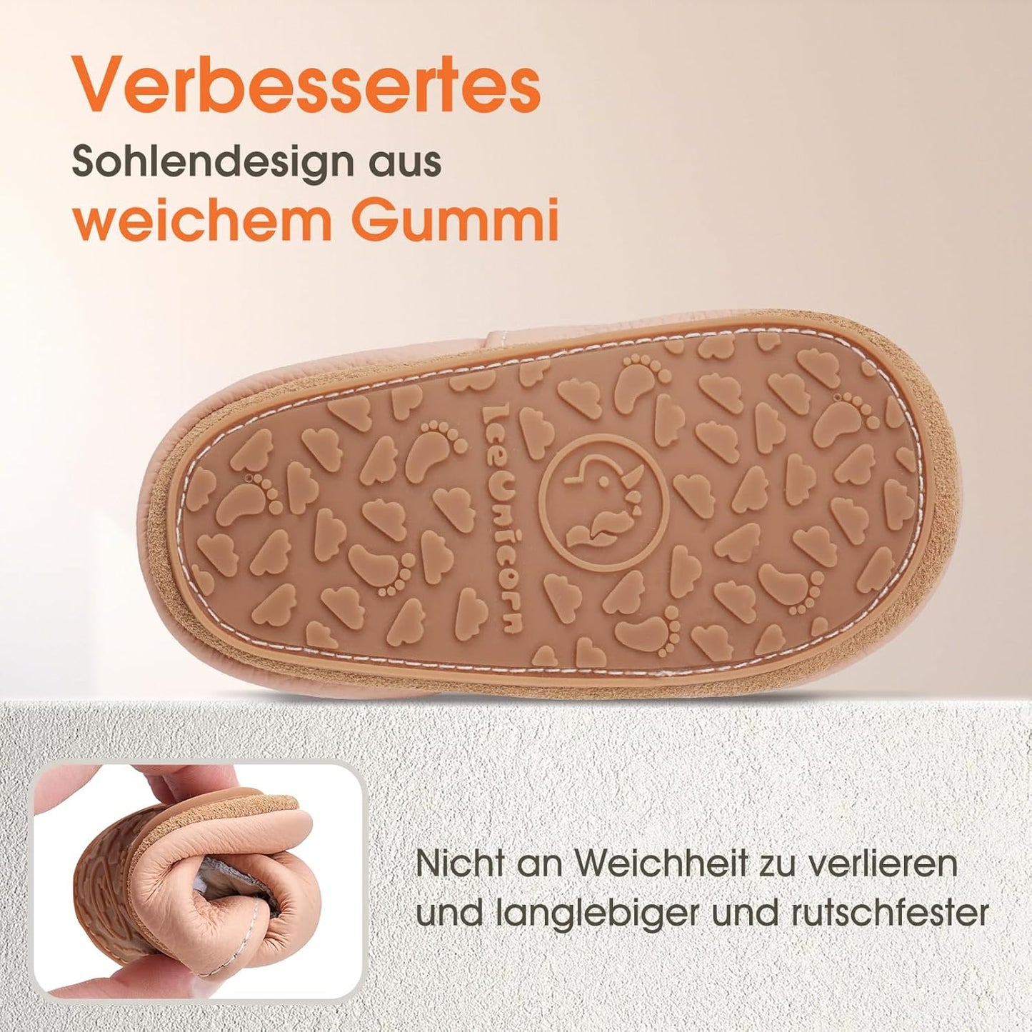 IceUnicorn Krabbelschuhe Baby Lauflernschuhe Weicher Leder Jungen Mädchen Lederschuhe Babys Rutschfeste Krabbelschuhe mit Gummisohle Babyschuhe