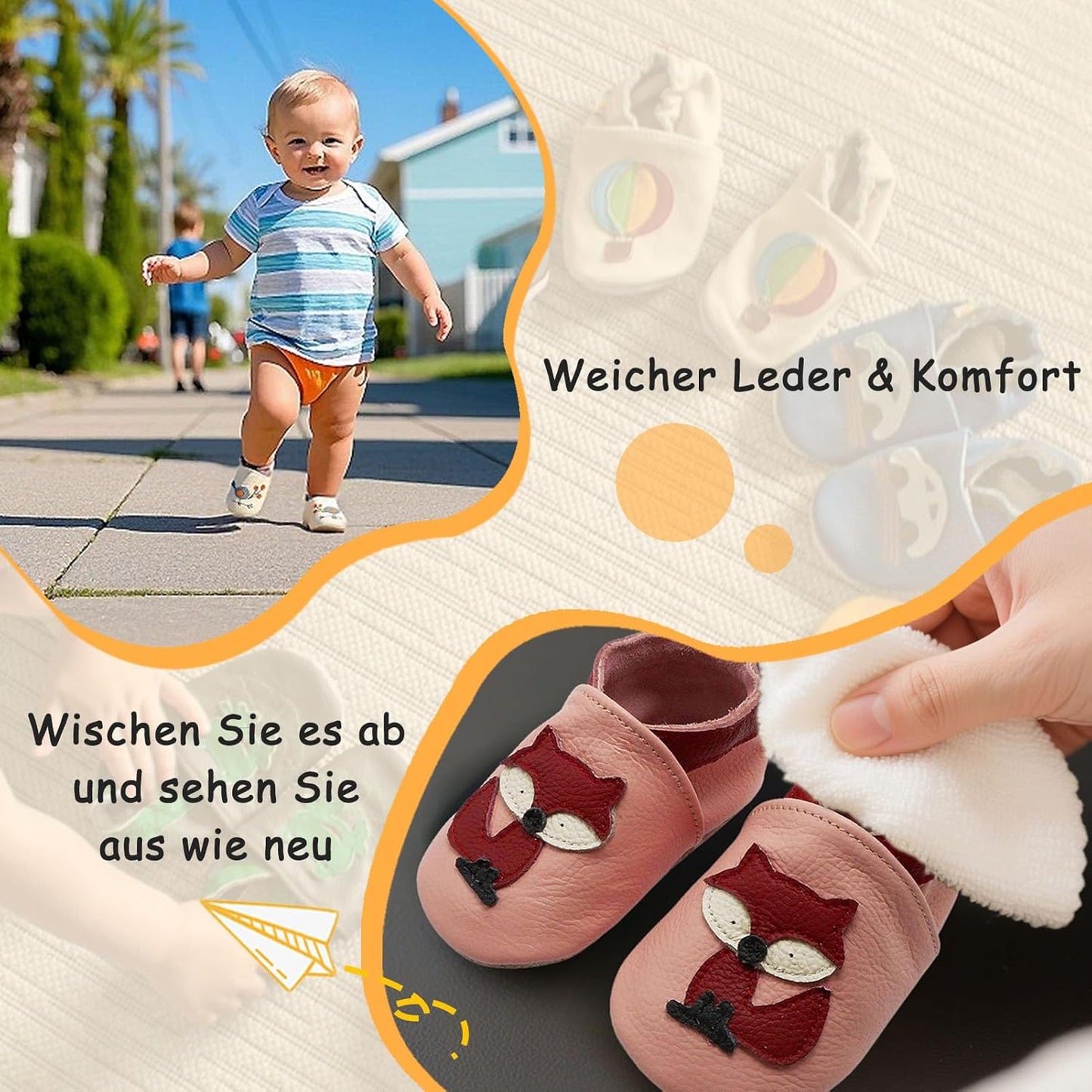 Yalion Baby Junge Mädchen Weicher Leder Lauflernschuhe Krabbelschuhe Babyhausschuhe mit Wildledersohlen Multi-Stil