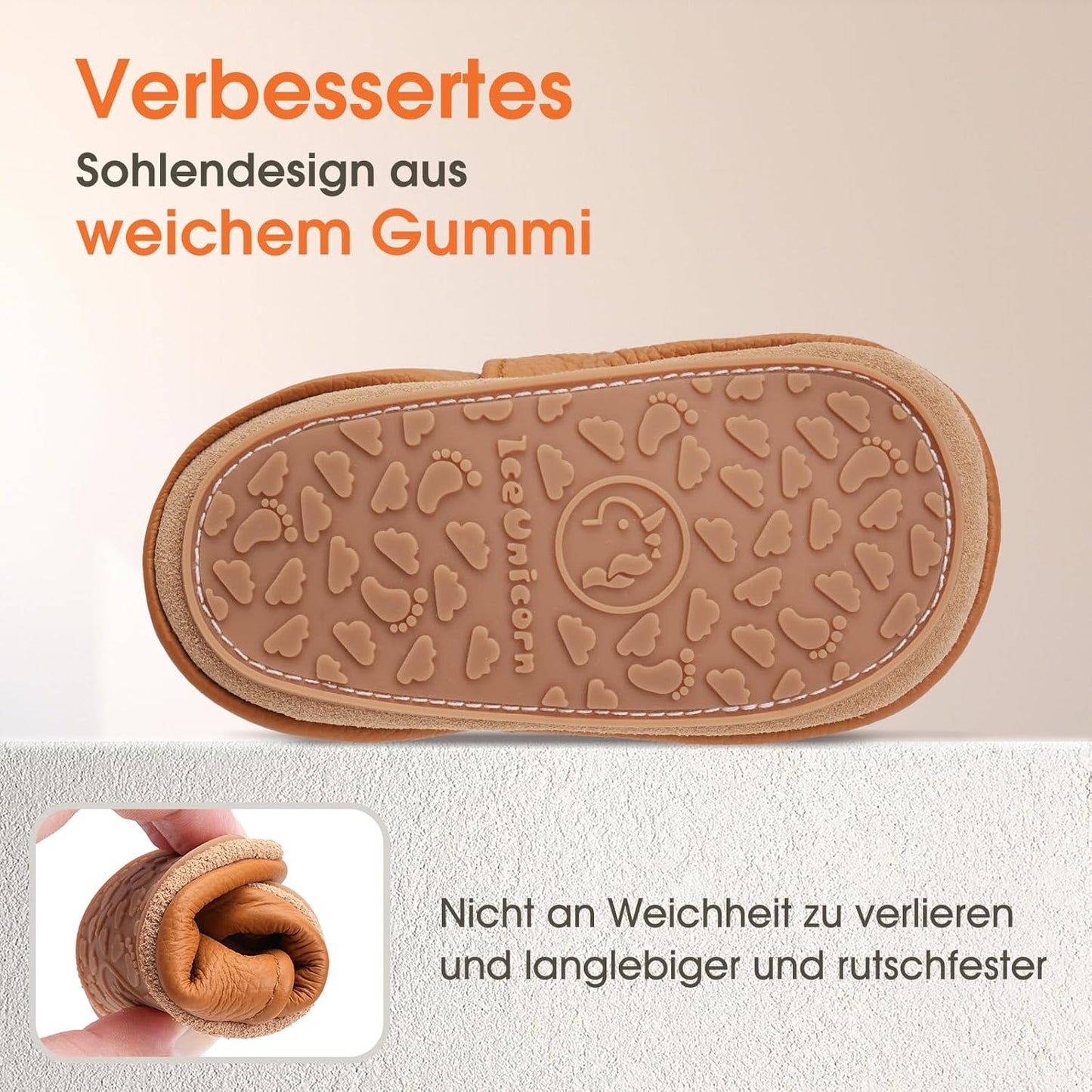 IceUnicorn Krabbelschuhe Baby Lauflernschuhe Weicher Leder Jungen Mädchen Lederschuhe Babys Rutschfeste Krabbelschuhe mit Gummisohle Babyschuhe