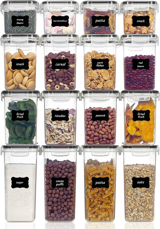 Vtopmart Vorratsdosen mit Deckel Luftdicht, Set mit 24 Vorratsbehälter, BPA-frei, Küchen Aufbewahrungsboxen für Mehl, Zucker, Körner, Mit Schreibstift und Etikett