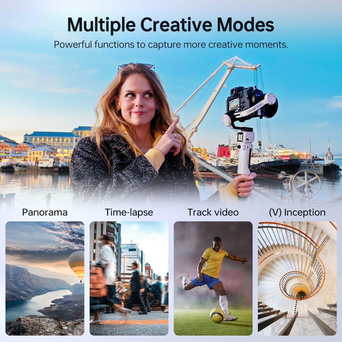 ZHIYUN Crane M3S [Official] Gimbal Stabiliser for Camera, 1000Lux Video Light/Bluetooth/1.22 Inch Screen, Lightweight 3-Axis Stabiliser for DSLR and Mirrorless Smartphone/Action Cam, 705 g