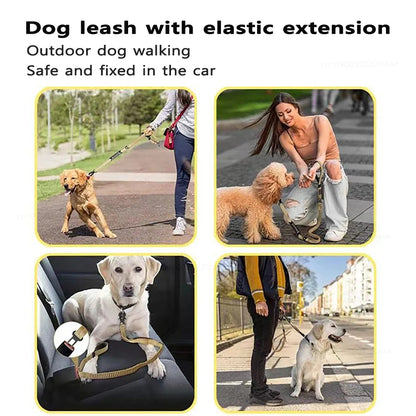 Reflective Dog Leash with Seatbelt Buckle