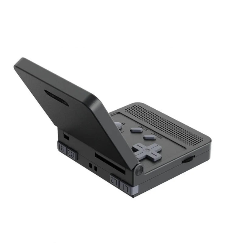 POWKIDDY v90 Schwarze Version 3-Zoll-IPS-Bildschirm Flip-Handheld-Konsole Open System-Spielkonsole 16 Simulatoren PS1 Kindergeschenke