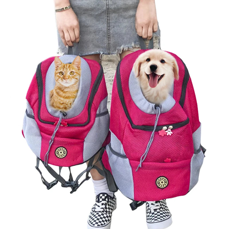 Outdoor Haustier-Tragetasche für Hunde – Tragbarer Reiserucksack mit Frontöffnung, Doppelte Schultergurte, Mesh-Design, Kopföffnung für Katzen und kleine Hunde