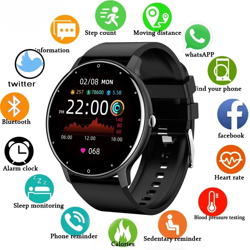 LIGE Smartwatch für Damen und Herren – Voller Touchscreen, Bluetooth 5.2, Anruffunktion, wasserdicht IP67, Sport- und Fitnesstracker, Modell ZL02 – Neu