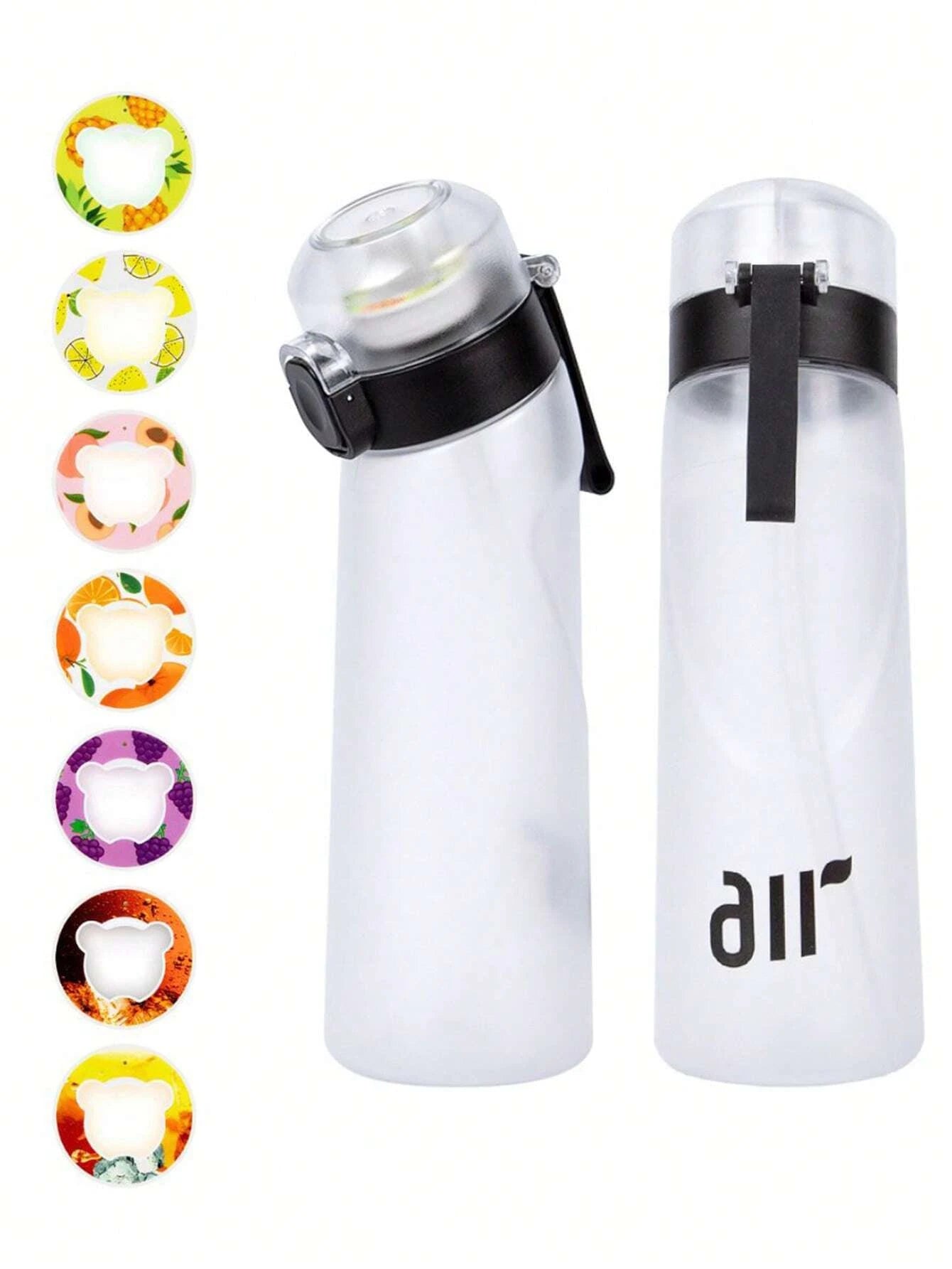 1× Air-Wasserflasche mit 1× Geschmackspod (zufälliger Geschmack) – Tragbar, transparent, mit Trinkhalm, auslaufsicher, ideal für Outdoor-Sport