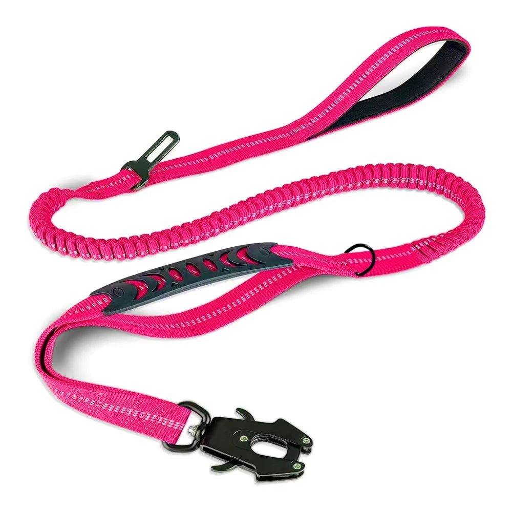 Reflective Dog Leash with Seatbelt Buckle