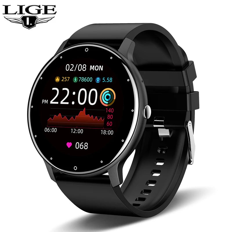 LIGE Smartwatch für Damen und Herren – Voller Touchscreen, Bluetooth 5.2, Anruffunktion, wasserdicht IP67, Sport- und Fitnesstracker, Modell ZL02 – Neu