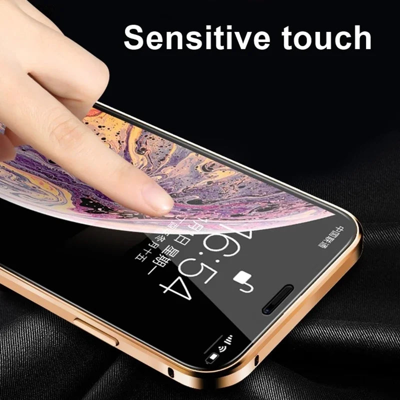 iPhone Metal Tempered Glass Case
