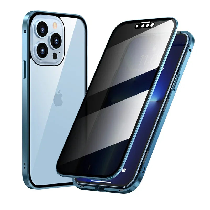 iPhone Metal Tempered Glass Case