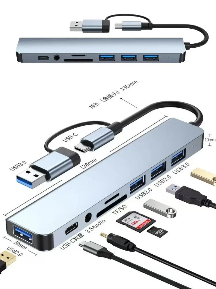 8-in-1 USB-C Hub — 4K HDMI, USB 3.0 & SD Card Reader
