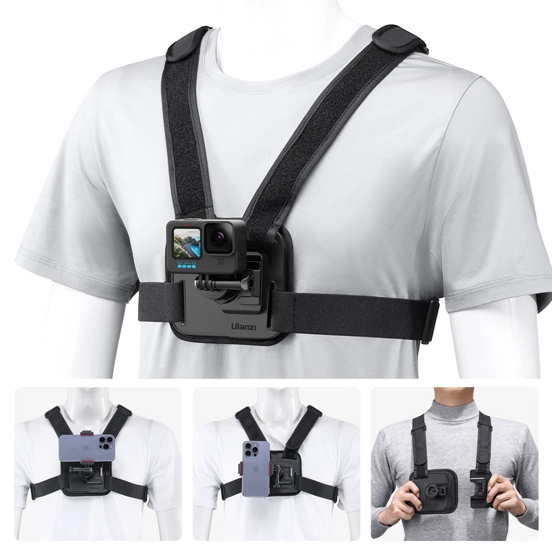 Ulanzi CM027 Kopfband-Halterung / CM028 Brustgurt für Action-Kameras – GoPro, Insta360, DJI, Smartphones – horizontale und vertikale Modi