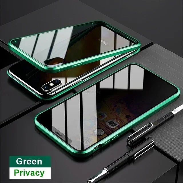iPhone Metal Tempered Glass Case