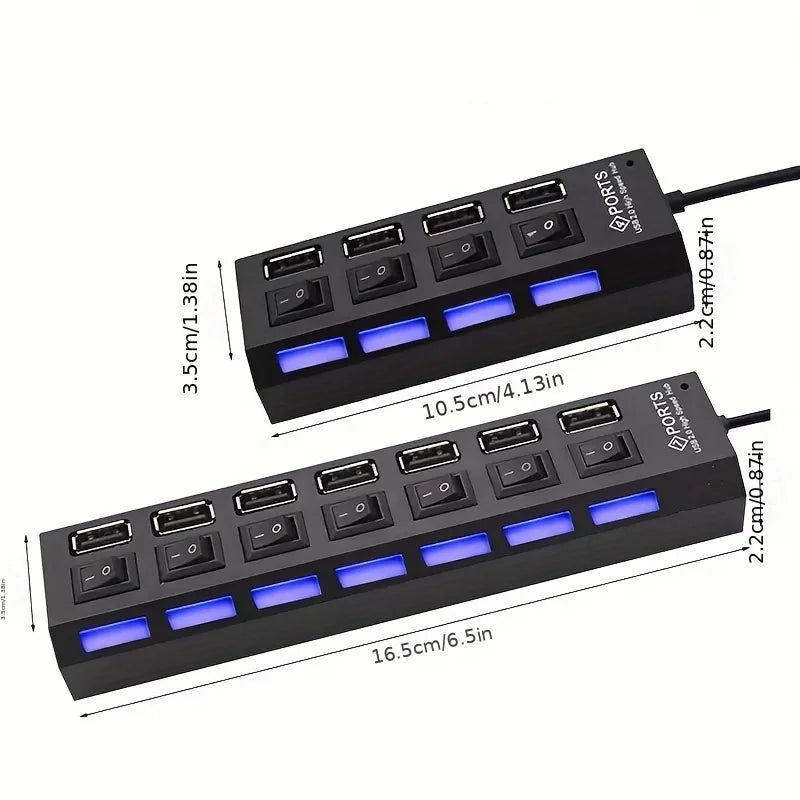 High Speed USB 3.0 Hub — 7 Ports & LED Indicators